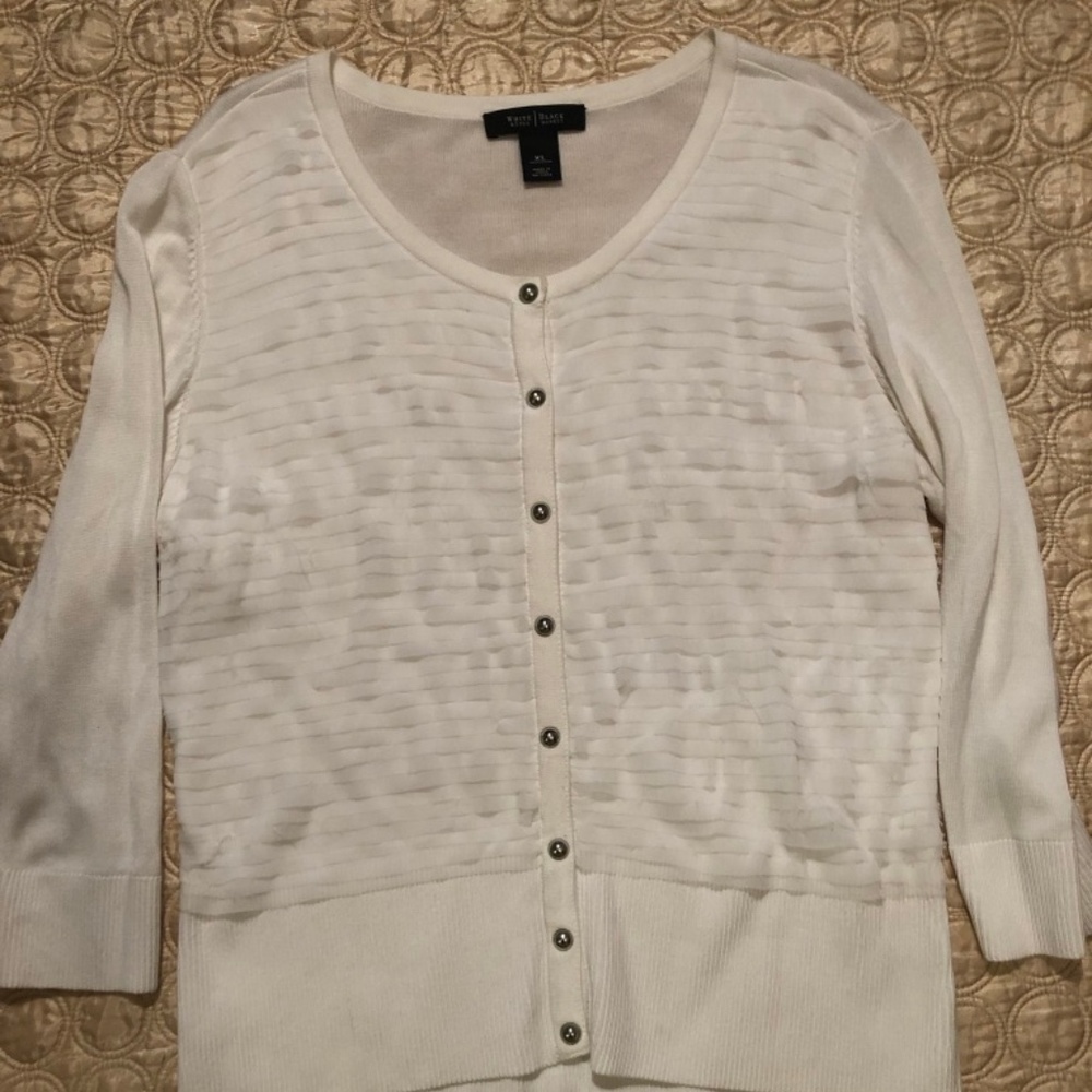 White House Black Market White 3/4 Sleeve Cardigan